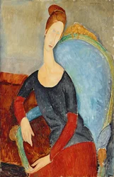 Paní Hébuterneová v modrém křesle, 1918