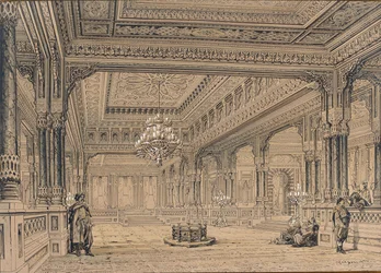 Interiér paláce Ciragan v Istanbulu, 1872.