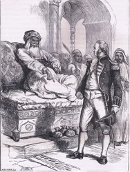 Captain Bainbridge and the Dey of Algiers, ilustrace z Cassells History of the United States publikovaná Cassell, Petter & Galpin, kolem roku 1900 (litho)