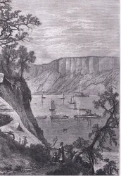 The Palisades of the Hudson, ilustrace z Cassells History of the United States vydané Cassell, Petter & Galpin, kolem roku 1900 (litho)