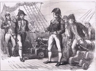 Důstojníci Chesapeake nabízející své meče, ilustrace z Cassells History of the United States, vydané Cassell, Petter & Galpin, kolem roku 1900 (litho)
