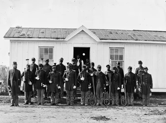 Arlington, Va. Band 107. americké barevné pěchoty ve Fort Corcoran, 1865