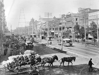 Canal Street, New Orleans, Louisiana, cca 1890 (černobílá fotografie)