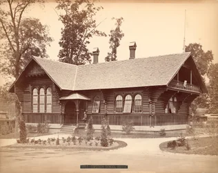 Swedish School House, Centennial Exposition, Philadelphia, 1876 (stříbrný tisk z alba)