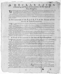 Deklarace práv a plán vlády pro stát New Hampshire, 1779 (tisk)