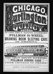 Reklama na Pullman Cars of Chicago, kolem roku 1875 (litho)