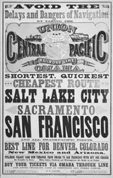 Reklama na Union and Central Pacific Railroad Line, c.1870 (litho)