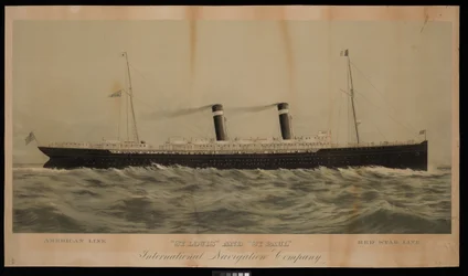 American Line St Louis and St Paul Red Star Line International Navigation Company (chromolitografie)