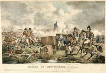 Bitva o New Orleans, hospoda. 1840 (barevné lito)