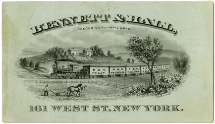 Bennett & Hall obchodní karta [recto], 1882 (rytá litografie [vizitka])