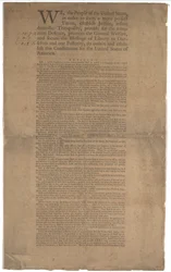 Constitution, první tisk, vytištěno společností Dunlap & Claypoole, 17.-19. září 1787 (viz GLC 695934 na straně 2)