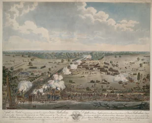 Porážka britské armády (bitva o New Orleans), hospoda. 1815 (ručně kolorovaná rytina)