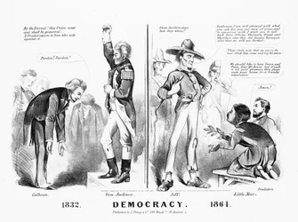 Demokracie vydal Louis Prang & Co. 1864