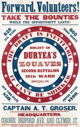 Narukovat do Duryeas Zouaves, druhý prapor, 19th Ward, Brooklyn, kolem roku 1861