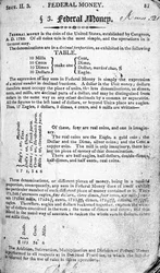 Federal Money, stránka z The Scholars Arithmetic 6th Edition, Daniel Adams, publikoval N.H.Keene, 1810 (tisk)