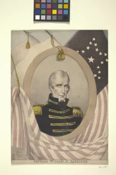 General Willam [Sic] H. Harrison (ručně kolorovaná litografie)