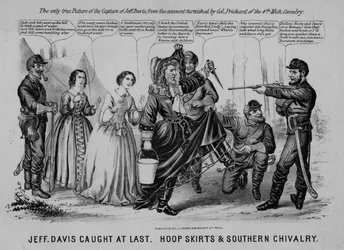 Jeff Davis konečně chycen: obručové sukně & Southern Chivalry, vydal J.L. Magee, Philadelphia, kolem roku 1865