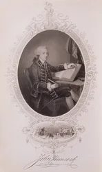 John Hancock (1737-93), z Dějin Spojených států, sv. I, od Charlese Mackaye, rytina J. Rogerse