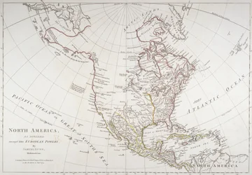 Mapa Severní Ameriky rozdělené evropskými mocnostmi, 1774