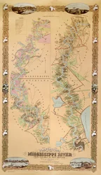 Mapa znázorňující plantáže na řece Mississippi od Natchezu po New Orleans, 1858