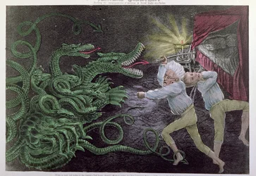 Politický donkichotství: Diplomatický Herkules útočící na Politickou hydru, publikoval Bisbee, kolem roku 1833