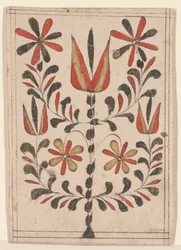 Odměna za zásluhy (Belohnung), Fraktur Painting (pero a inkoust s wc na papíře)