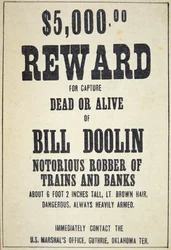Plakát s odměnou pro Billa Doolina (1858-96) (litho)