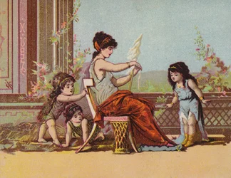 římská dáma a děti