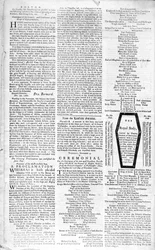Druhá strana Boston Evening Post oznamující smrt krále Jiřího II. (1683-1760), 5. ledna 1761 (tisk)