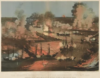 Skvělý námořní triumf Mississippi, hospoda. 1862 (barevné lito)