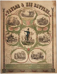 Taylor a jeho bitvy, tisk Rufus Blanchard z Cincinnati a vydané Ensign & Thayer, New York, 1847