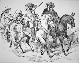 Texas Rangers v období Texaské republiky (1836-45) 1842 (rytina)