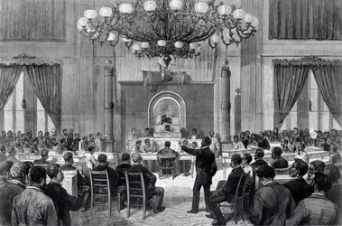 Národní konvent barevných během zasedání, Nashville, Tennessee, 5.-7. dubna 1876, z „Frank Leslie