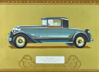 The Coupe, A Custom Eight by Packard, pub.1930 (barevná litografie)