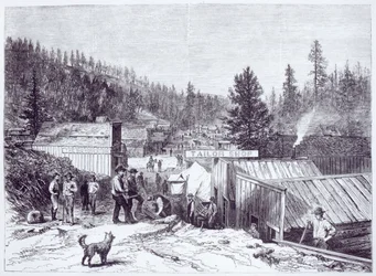 Indiánská válka, Deadwood City, Black Hills of Dakota, z fotografie S. J. Morrowa