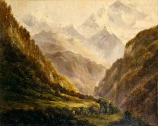 Skalisté hory, asi 1870 (olej na papíře)