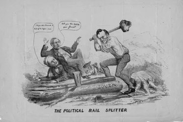 Politický železniční rozdělovač, publikoval J Leach, New York, 1860