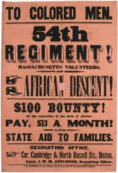 Barevným Mužům. 54. pluk! Massachusetts Volunteers, Afrického původu, 1863
