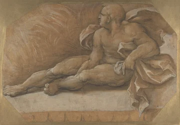 Nahá mužská postava sedící na zemi, ca. 1535-40.
