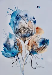 Mandala Floral (modrá, zlatá, spálená siena)