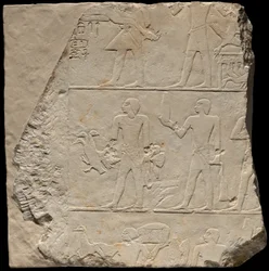 Fragment stěny z hrobky zobrazující nosiče obětních darů