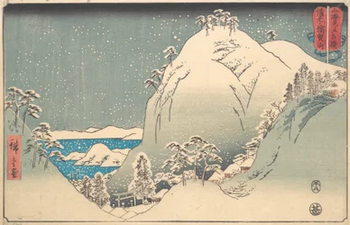 Mount Yuga v provincii Bizen Bizen Yugasan, ze série Wrestling Matches..., 8. měsíc, 1858.