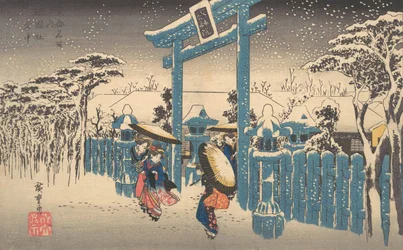 Svatyně Gion ve sněhu, ca. 1832, ca. 1832.