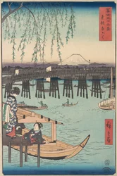 Toto, Ryogoku, ze série Třicet šest pohledů na horu Fuji Fugak..., 4. měsíc, rok koně 1858.
