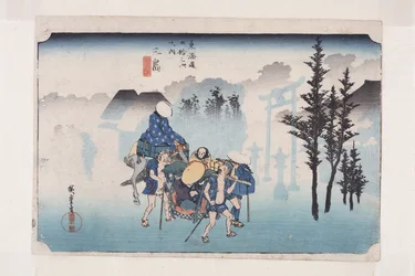 Mishima: Morning Mist (Mishima, asagiri) (barevný dřevěný tisk)