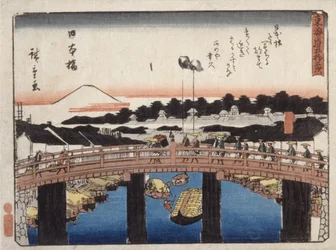 Nihonbashi (barevný dřevěný tisk)