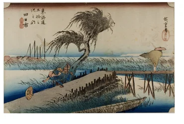 Yokkaichi: řeka Mie ze série Padesát tři stanic Tokaido, asi 1831-1834 (dřevoryt na papíře)