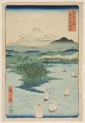 Jokohama v Noge v provincii Musashi (Musashi Noge Yokohama) (barevný dřevotisk)