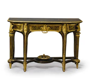 Jeden ze sladěného páru molových stolů Ludvíka XIV., c.1710 (namontovaný v ormolu a želvovina vykládaná mosazí Boulle) (viz také 469014 a 469015)