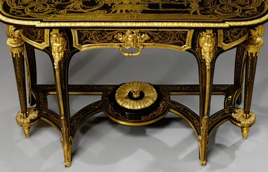 Jeden ze sladěného páru molových stolů Ludvíka XIV., c.1710 (namontovaný v ormolu a želvovina vykládaná mosazí Boulle) (viz také 469015 a 469016)